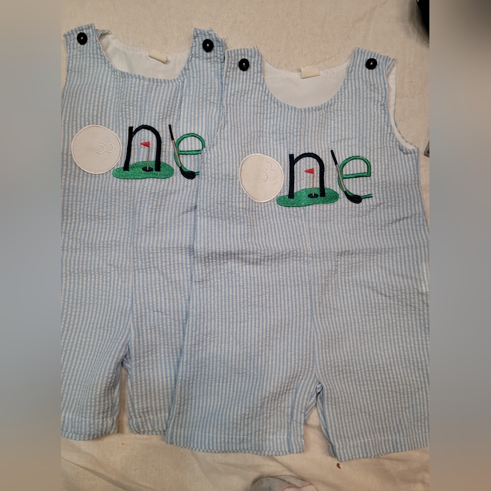 TWIN set  Boys First Birthday ONE GOLF jon Jon 12m